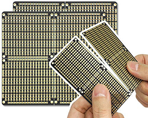 ELECTROCOOKIE PCB Prototype Board schnappbare Streifen-Board mit stromschienen für arduino und DIY Electronics, vergoldet, 3,8 x3.5 (2-Pack, Mattschwarz)