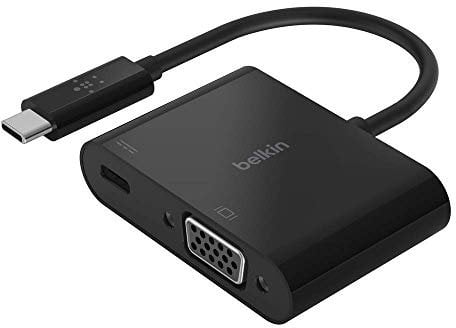 Belkin Adaptateur USB-C vers VGA + recharge (prise en charge de la résolution vidéo HD 1080p, alimentation Passthrough 60 W pour les appareils connectés, adaptateur VGA pour MacBook Pro)
