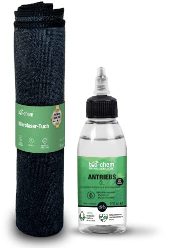 bio-chem Fahrrad-Kettenöl Antriebsöl – 100 ml Tropfflasche inkl. Mikrofasertuch - Premium-Qualität - Wellness für Fahrradketten – Verringert Reibung, Verschleiß & Rostbildung