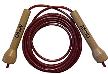 AMPRO Adjustable Deluxe Wooden Handle 10ft Speed Rope - Skipping Rope