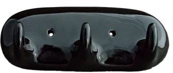 zweckart 3er Haken oval schwarz m. 2 Löchern 12,5cm Wandhaken Porzellan Garderobe Bad Flur