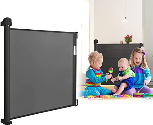 SAILUN Puerta retráctil para bebés de 0 a 150 cm, puerta de escalera de bebé, puerta extensible, puerta retráctil, barreras para perros, partición de seguridad para interiores y exteriores, color