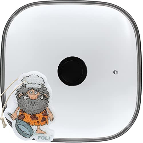 FOLI Square Glass Lid 28cm, Clear Tempered Glass Vented Square Pan Lid, Replacement Cookware, Frying Pan Cover,1Pack, inner diamater 27.6cm outer diameter 29cm