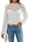 GORGLITTER Damen Elegant Blusen Stehkragen Oberteiel Hemdbluse Langarm Spitzen Tunika Bluse mit Laternenärmeln Weiß M