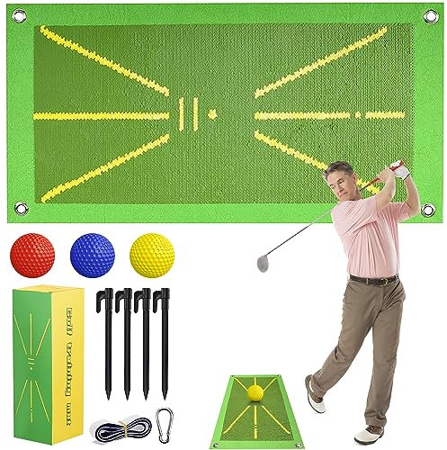 WenYa Golf Training Mat, Premium Golf Impact Mat for Swing Detection Batting, Correct Hitting Posture Golf Practice Swing Mat for Indoor/Outdoor and Swing Detection Batting