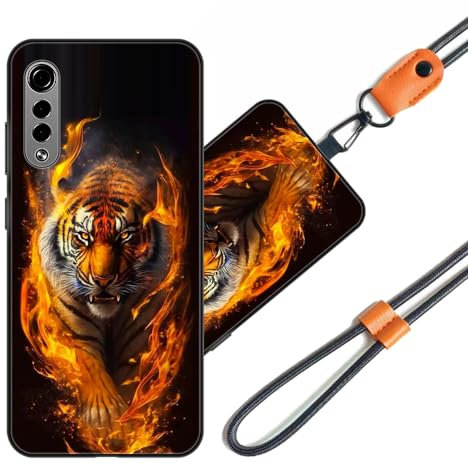 JEZSTHAI Schutzhülle Kompatibel mit LG Velvet (4G) Hülle Silikon Dünn mit Muster Design,Weiche Flexibel Stoßfeste Handyhülle mit Handykette & Handykordel zum Umhängen,Nr.A07