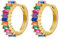 GOLDENCAT Pendientes Magic Dorados, Pendientes Aro Circonitas, Aros Pequeños con Piedras, Argollas Zircon, Aretes, Diámetro aro 15 mm, Grosor del aro 2 mm, Plata de Ley 925 Baño Oro, Zircon Color