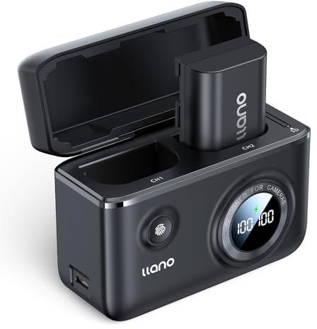 llano LP-E6NH LP-E6P 18 W Dual-Akkuladegerät-Akku für Canon EOS R5, R6 Mark II, 5D 6D 7D Mark II III IV, 5Ds, 60D, 70D, 80D, 90D, intelligentes Digitaldisplay, magnetische Schnappabdeckung (1 Akku)