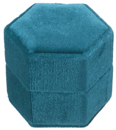 sourcing map Samt-Aufbewahrungsbox für Halsketten, Geschenk-Ringetuis, Schmuck-Präsentationsbox, hellblau, sechseckig, 6,6 x 5,6 x 5,6 cm, Cord