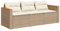vidaXL Gartensofa 3-Sitzer, Loungesofa Sofa mit mit Kissen, Sitzgruppe Stahlrahmen, Gartenmöbel Lounge Rattanmöbel, Beige Poly Rattan
