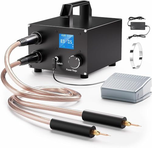 Seesii Punktschweißgerät für Akku, SE-223 Punktschweißgerät Dual Farad mit 3000F Kondensator mit 25 Gänge Einstellbar 1,8'' LCD Display für 0,1-0,3mm Nickelband