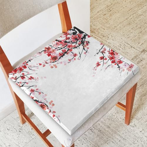 Generisch (de:Orientalisches Blumengemälde, Esszimmerstuhlkissen, waschbar, für den Innenbereich, Küchenstuhlpolster, asiatische Kunst-Stuhlkissen für Esszimmerstühle, 40,6 x 40,6 cm)