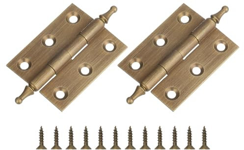 sourcing map 2Pcs 2 x 0.91 Inch Door Hinge Solid Brass Hinge Folding Butt Hinge Ball Bearing Cabinet Door Hinge with Screws for Door Cabinet, Bronze