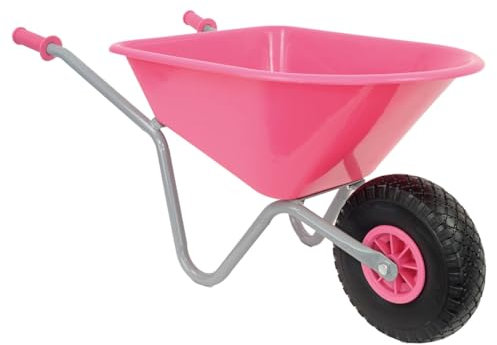 Matrix Kinderschubkarre hohe Qualität 40kg Schubkarre Kinder rosa pink Garten Spielzeug Vollgummirad | Kinder ab 3 | belastbar bis 40kg | leicht, sicher & stabil | einteiliger Rahmen | 20l Mulde