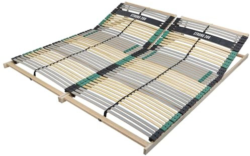 Sleepneo Lattenrost 200x200 Premium Strong bis 200Kg, Kopfteil verstellbar, 7-Zonen-Lattenrost mit 42 Latten, Made in Germany, extra stabil aus Buchenholz