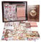 395 Stück Vintage Scrapbook Zubehör Set mit A6 Grid Notebook Vintage Scrapbooking mit Schöne Karten, Lesezeichen und Aufkleber Scrapbooking Sticker Set Geschenk für Teenager und Kind für Journaling