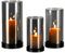 Candeldo Windlicht Glas Windlichter Outdoor: 3er Set Windlicht Schwarz Metall Kerzenhalter Glaszylinder Deko Tisch Wohnzimmer Garten Vase Modern Windlichter Draußen und Drinnen Teelicht Stumpenkerze