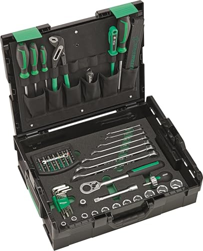 STAHLWILLE Werkzeug Set Basis 95-tlg. für Handwerk und Industrie | Ratsche, Schraubendreher, Schraubenschlüssel, Bits in L-Boxx (Werkzeugkoffer)
