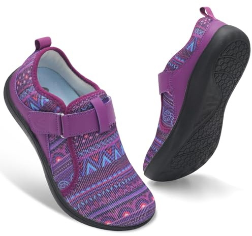 JIASUQI Barefoot Shoes Womens Wide Width Orthopedic Diabetic Shoes for Swollen Edema Feet Zero Drop Indoor Outdoor Rubber Walking Shoes(Bopurple 41,7 UK)