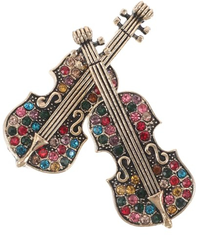 BESPORTBLE Musicale Vintage de Violon, Alliage Solide, 2 Pièces Élégantes pour Vêtements, Châles et Événements Formels Quotidien