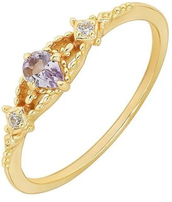 Tansanit Ring Gold, Engagement Ring Damen Wassertropfenförmiger Schmuck mit 0,35ct Tansanit und Diamant Au750 18K Gelbgold Größe 45 (14.3)