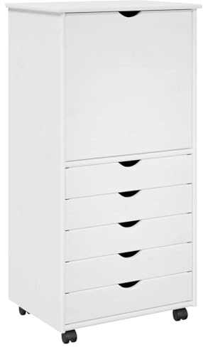 vidaXL Rollschrank 53 x 39 x 103 cm Massivholz Kiefer Weiß