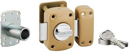 Türschloss Transit 2 – Knopf + Zylinder 45 mm A2P – Sicherheitsschutz – 4 Schlüssel Messing vernickelt wendbar und Eigentumskarte – Made in France – Gold-Epoxid-Finish THIRARD