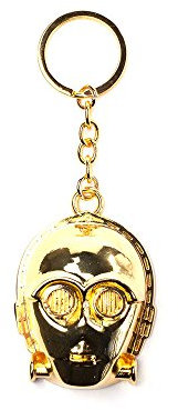 Bioworld Star Wars C-3Po Porte-clés en métal avec pendentif 3D Doré 16 cm, doré, 16 cm, Porte-clés