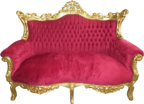 Casa Padrino Barock 2er Sofa Master Bordeaux Rot/Gold - Wohnzimmer Möbel Loung Couch