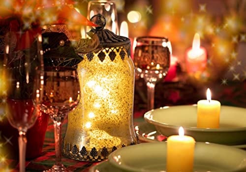 Jinfa LED Laterne Winterdeko Innen LED mit Batterie Geschenke für Frauen Weihnachtsdeko Batteriebetrieben Geschenk deko Wohnzimmer | Glockenform Gold | Ø 11 cm × H 19 cm