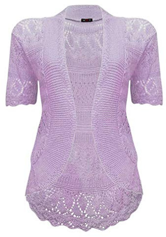 VR7 Damen Strick-Bolero, gehäkelt, Cardigan, Flieder, XXX-Large