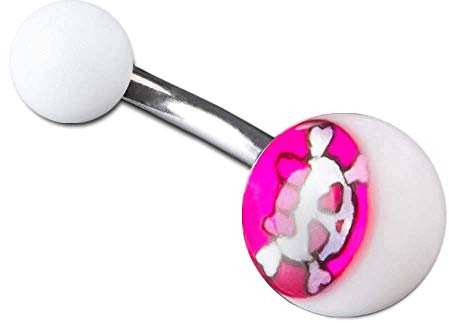 viva-adorno 1 Stück Bauchnabel Piercing Banane 316L Chirurgenstahl Acryl Kugeln Picture Logo Z382