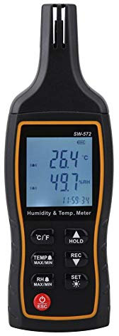 SW-572 Misuratore Digitale di Temperatura e Umidità Termoigrometro Professionale Psicrometro Digitale LCD Termometro Igrometro (Non Inclusa Batteria)