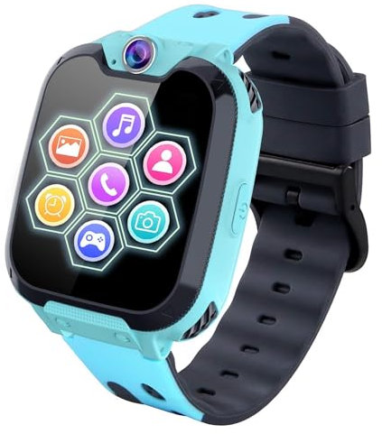 Jeux Montre Intelligente pour Enfants - Garcon Fille, Appel Téléphonique Smart Watch avec Appareil Photo Alarme Musique MP3 (W/1GB SD Card), 3-12 Ys Utilisation Facile/Pas Besoin d'APP