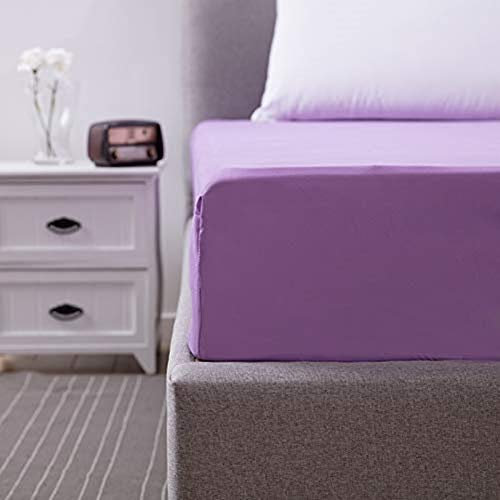 Wasserdichter Spannbetttuch, Morbuy Atmungsaktiv Spannbettlaken Anti-Allergisch Matratzenschoner in Vielen Größen und Farben, Steghöhe bis 30cm (90x200x30cm,Lila)