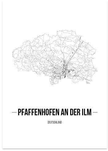 JUNIWORDS Stadtposter - Wähle Deine Stadt - Pfaffenhofen an der Ilm - 21 x 30 cm Poster - Schrift B - Weiß