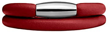 Quiges Damen Wickelarmband 40cm für Charms aus Leder Rot mit Edelstahl Magnetverschluss