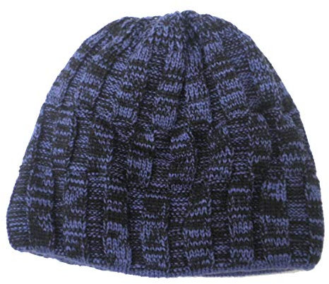 Herrenmützen Pudelmütze Strickmütze Wintermütze gefüttert Farbauswahl (One Size 56-59, Blau)
