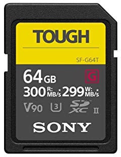 Sony 64GB SF-G series TOUGH specification UHS-II U3 V90 SDHC Digital Memory Card Card - Read 300MB/s Write 299MB/s SF-G64T