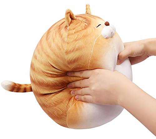 Fortuning's JDS Tabby Katze Kuscheltiere Katze Plüsch Katzenkissen Weiche Baumwolle Plüschtiere Niedliches Plüsch Tier Umarmendes Kissen Puppenkissen Kinder Spielzeug Umarmbarer Plüsch