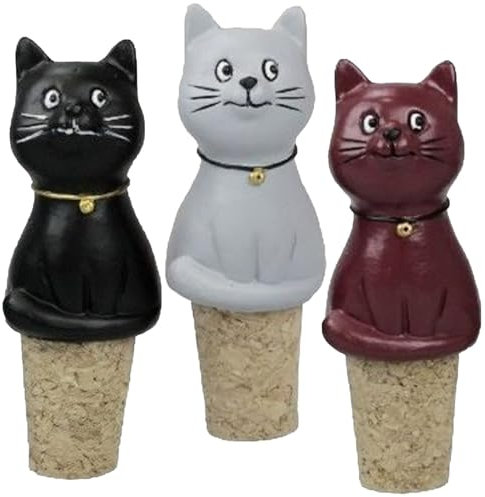 Pommerntraum | 3-ER Set FLASCHENVERSCHLUSS KORKEN Katzenkorken Katzen + Kater für Katzenliebhaber | 3-farbig (Variante 1)