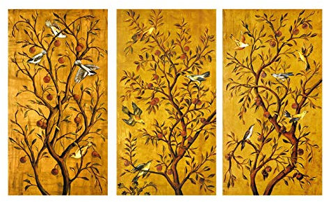 Chinois Style japonais arbre riche arbre Art panneau décoratif peinture oiseaux imprime pour entrée décor toile mur Art affiches 50x100cmx3 pas de cadre