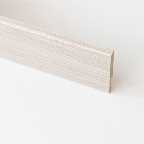 5 PZ Di BATTISCOPA IN MDF ROVERE SBIANCATO MM.14X80X2
