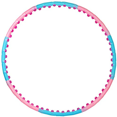 Jinpoli Wide Hula Hoop Reifen mit Massagenoppen | Workout Bauchtrainer Durchmesser 110 cm | Gewicht 1,25kg | 8 Segmente | Blau/Pink