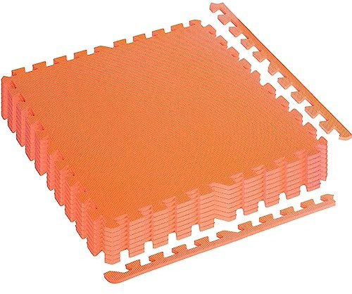 MOVIT® Boden-Schutzmatten, ca. 3 m², 8 Puzzle-Matten-Teile 60 x 60 x 1,2 cm inkl. 16 Endstücke, 11 Farben, Unterlegmatten Trainingsmatten, orange