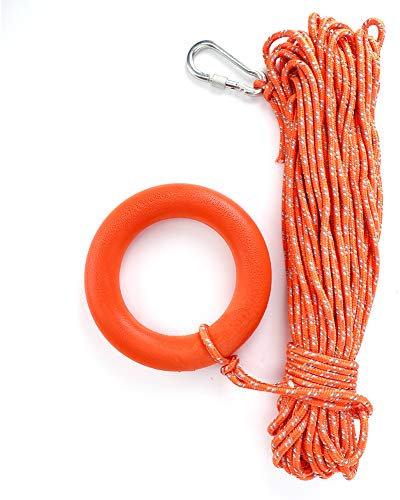 Corde De Sauvetage Flottante à l'eau, 30m Cordage Sauveteur Extérieure Réfléchissante Bouée Multifonction Sécurité équipement avec Bracelet Anneaux Traction Crochet Camping Randonnée Bateau Orange