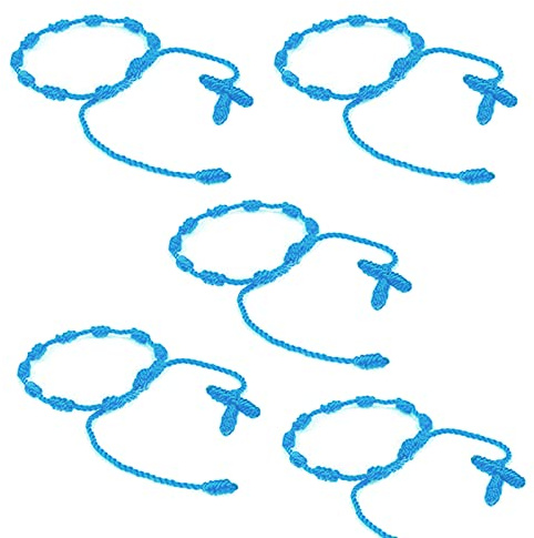 HJYZY 10 pz Pulsera Decenario annodato con croce intrecciata regolabile rosario croce braccialetto – multicolori adatto per uomini e donne