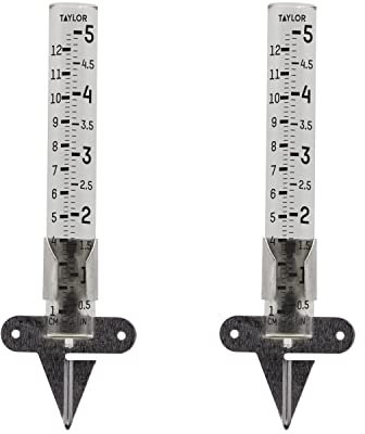 Taylor 2710N2 Montierbarer Regenmesser, Messung und Überwachung von Niederschlägen, leicht zu lesen für Hinterhof, Terrasse, Garten und Rasen, 2 Stück, transparent
