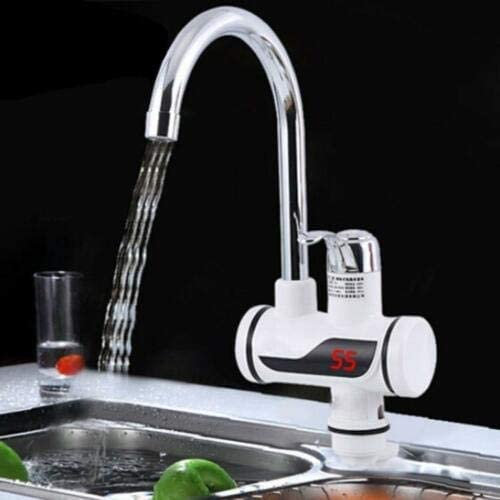 Retoo Rubinetto elettrico,ATTACCO SOTTO, da 220 V con scaldacqua,ATTACCO A LAVANDINO, scaldacqua istantaneo con display LCD, per cucina, giardino, acqua calda istantanea