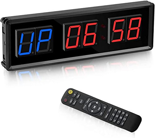 Minuteur de Gymnastique, minuteur d'intervalle LED numérique, Compte à rebours, Horloge Murale, minuteur de Fitness, Chiffres de 3,8 cm, chronomètre